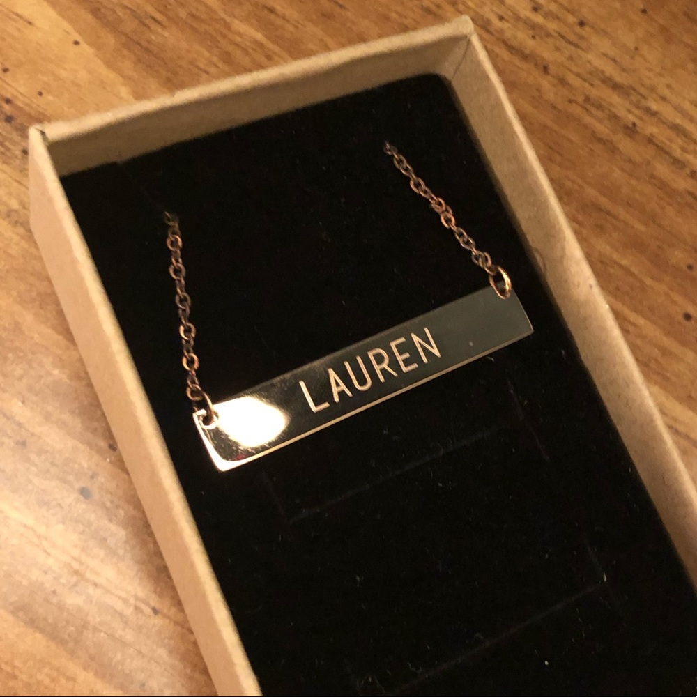 16-18” rose gold necklace with “LAUREN” engraving